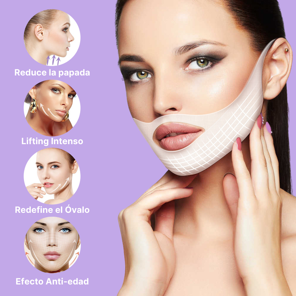Mascarilla Lifting Reafirmante Natural V-Line® Anti-Papada y Anti-Arrugas Reutilizables