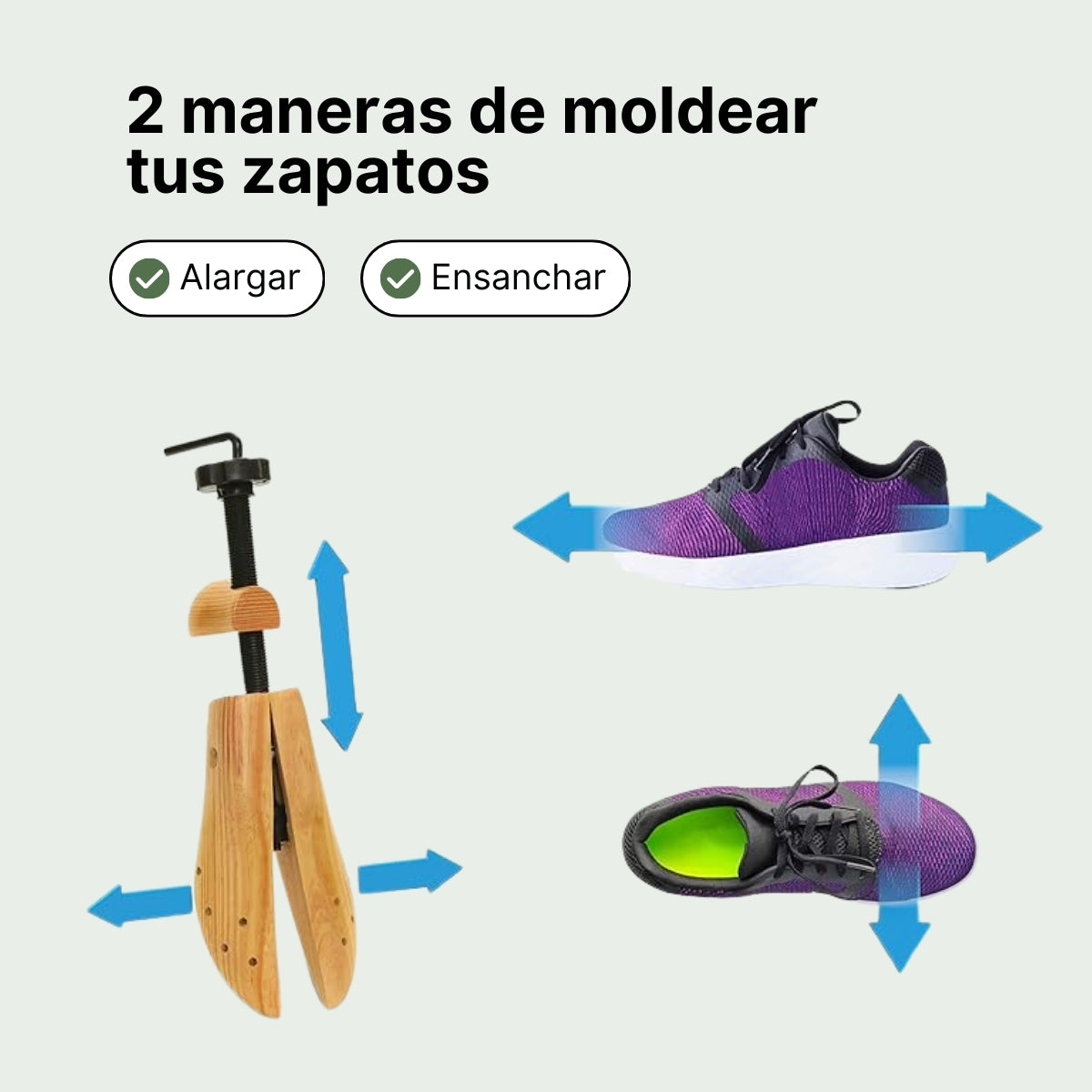 Expansor de Zapatos Pro® Pareja de 2 Piezas - Madera Natural