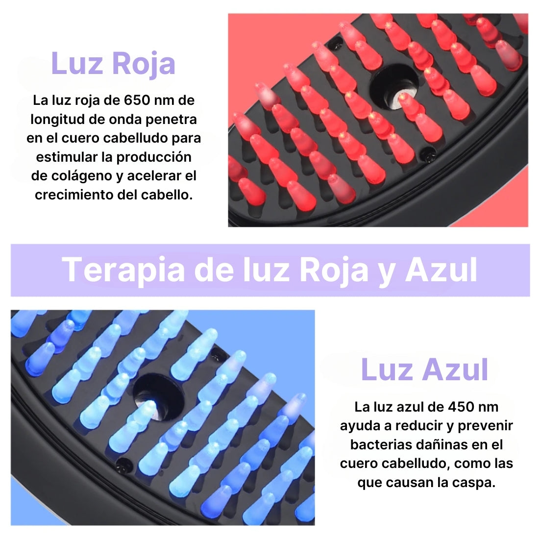 Cepillo de Terapia Capilar 4 en 1 VitaHair® - Estimula, Cuida y Repara Tu Cabello