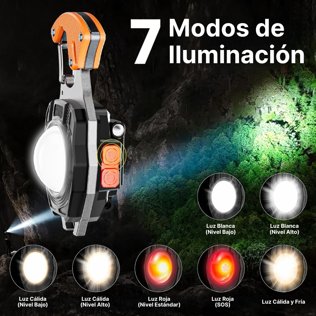 PowerLux® Herramienta Multiusos con Luz, Destornillador, Silbato, Encendedor, Cortador, Abridor