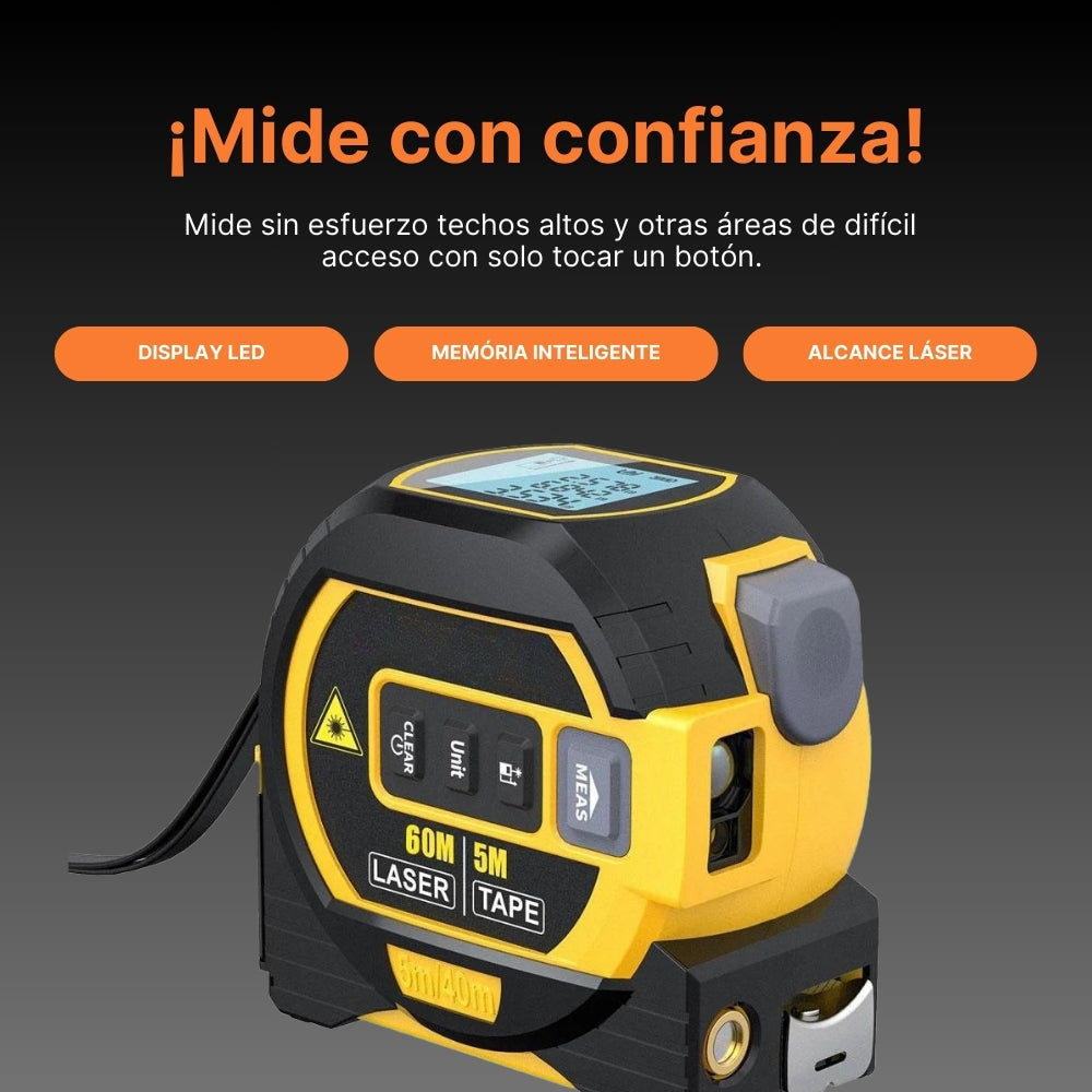 3 en 1 Medidor Laser 40M + Nivel Laser GRATIS