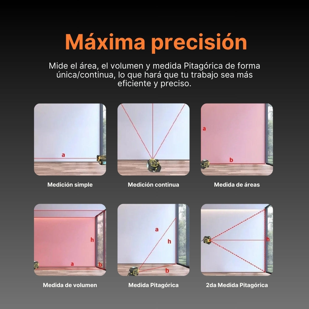 3 en 1 Medidor Laser 40M + Nivel Laser GRATIS