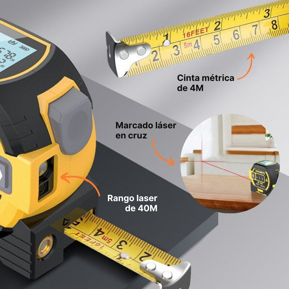 3 en 1 Medidor Laser 40M + Nivel Laser GRATIS