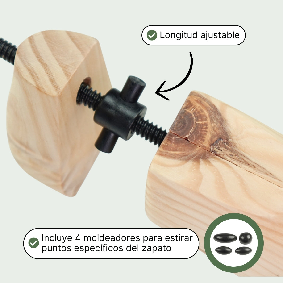 Expansor de Zapatos Pro® Pareja de 2 Piezas - Madera Natural