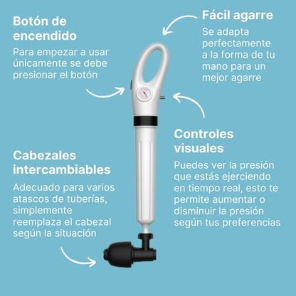 Desatasca Pro® - Desatascador Multiusos de Aire de Alta Presión