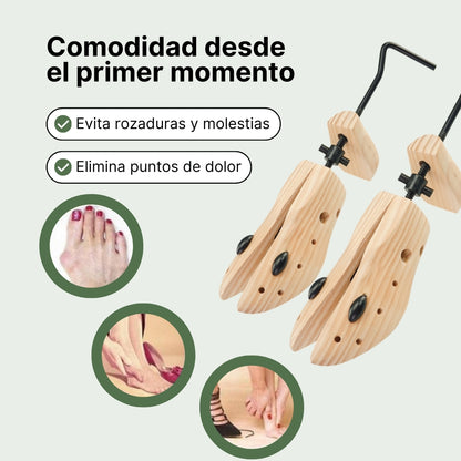 Expansor de Zapatos Pro® Pareja de 2 Piezas - Madera Natural